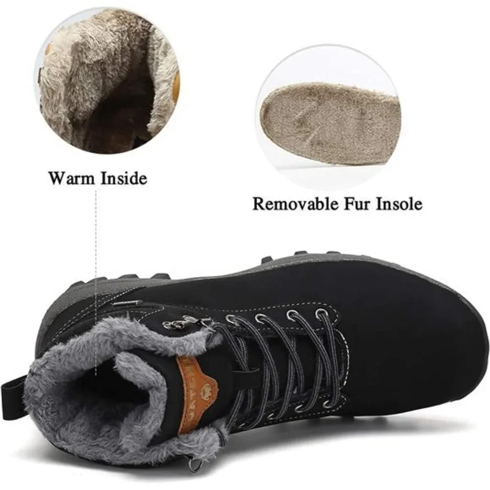 Men's Winter Snow Boots Warm Ankle Anti-Slip Water Resistant Hiking Walk…